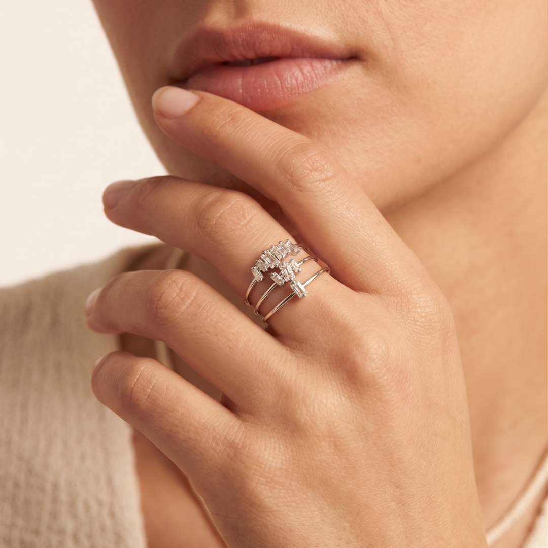 Baguette Cluster Ring Set
