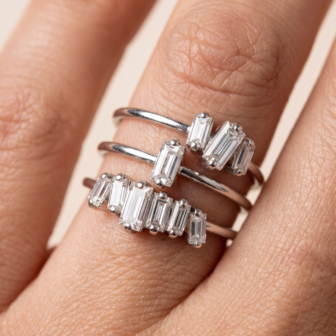 Baguette Cluster Ring Set