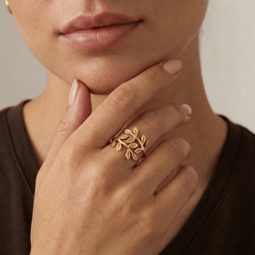 Noor Palestine Olive Leaf Ring