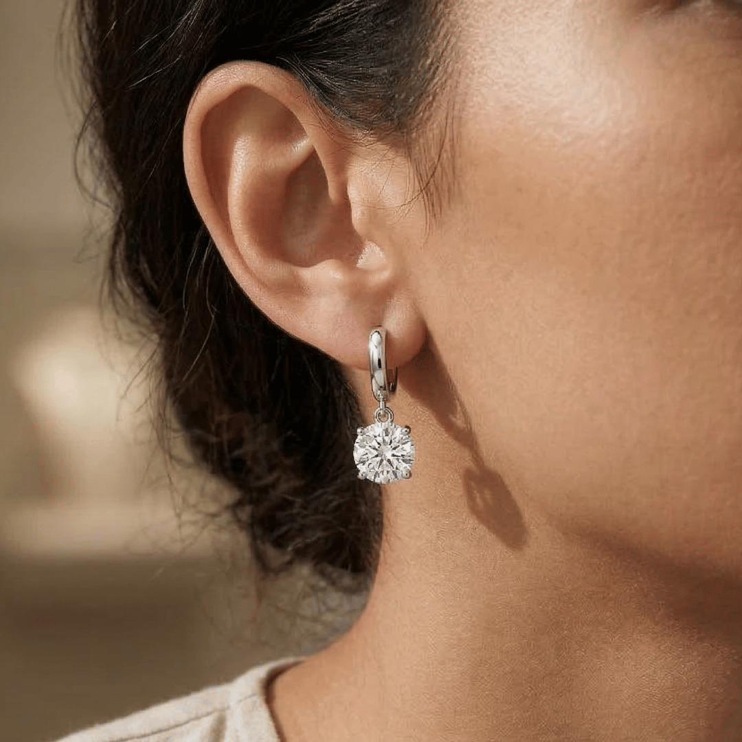 Soraya Moissanite Drop Hoops
