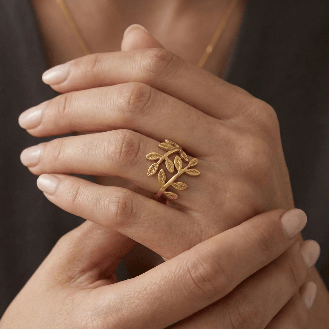 Noor Palestine Olive Leaf Ring