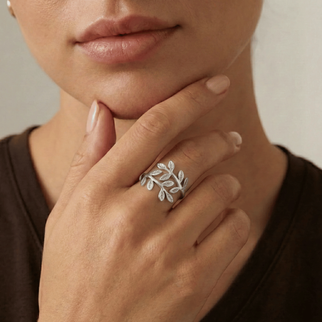 Noor Palestine Olive Leaf Ring