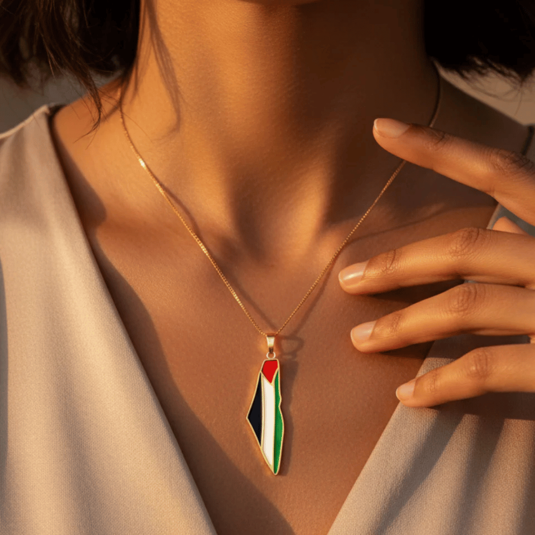Noor Palestine Pride Map Necklace