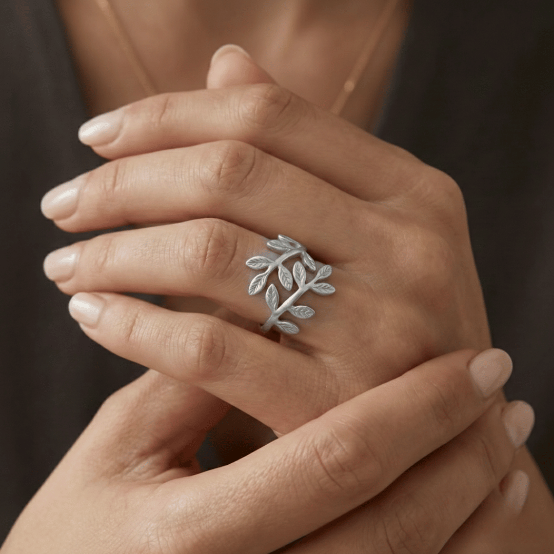 Noor Palestine Olive Leaf Ring
