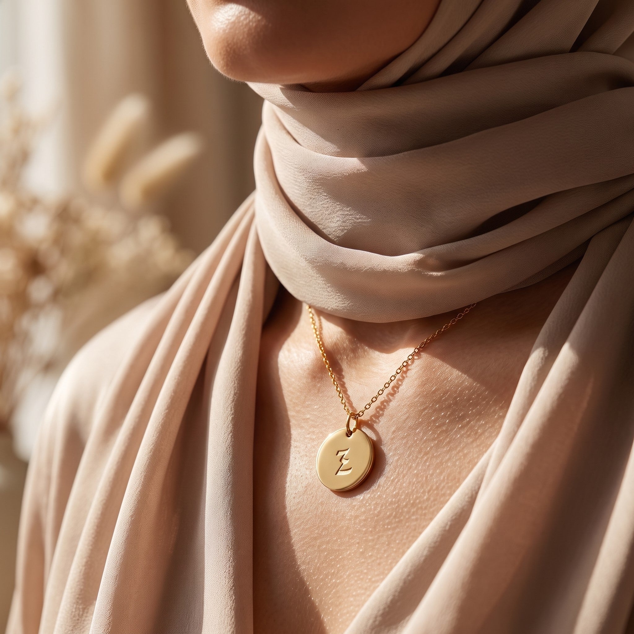 Arabic Initial Pendant Necklace 18k